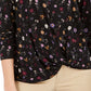 Blusa feminina com estampa floral e frente torcida, preta, tamanho extrapequeno, da Style &amp; Co