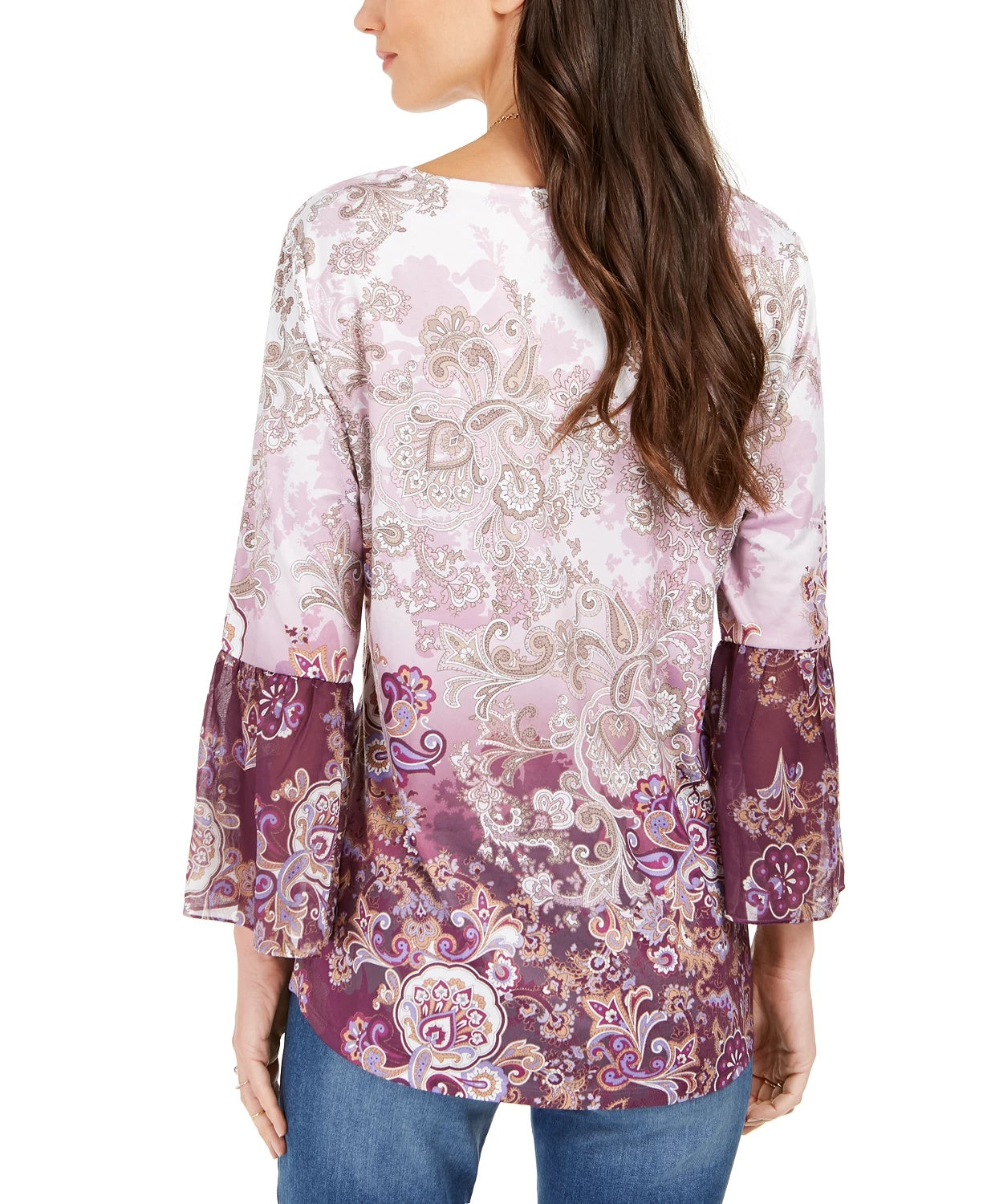 Túnica Babydoll Estampada Feminina Style &amp; Co Roxa Tamanho P