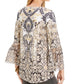 Blusa feminina estampada com mangas bufantes, azul marinho, tamanho grande, da Style &amp; Co