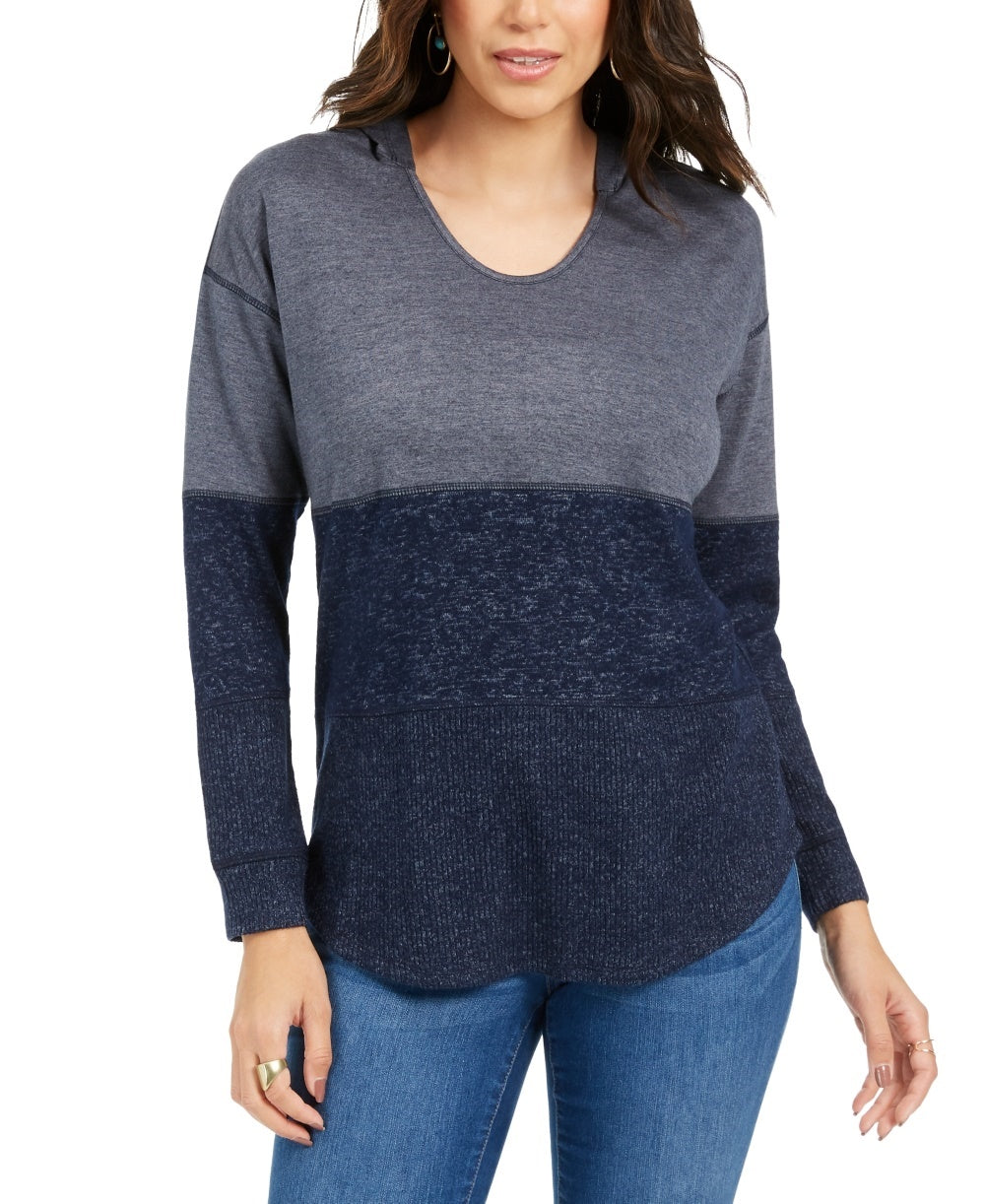 Moletom com capuz feminino com blocos de cores da Style &amp; Co, azul-marinho, tamanho XX-G