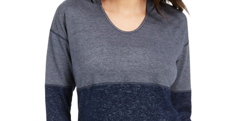 Moletom com capuz feminino com blocos de cores da Style &amp; Co, azul-marinho, tamanho XX-G