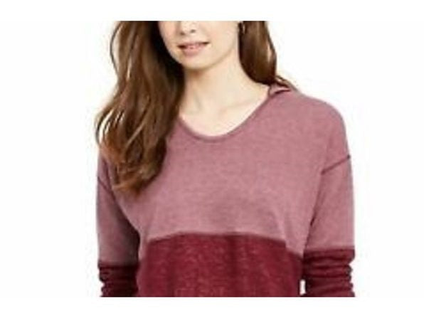 Moletom com capuz feminino estilo colorblock vermelho tamanho pequeno