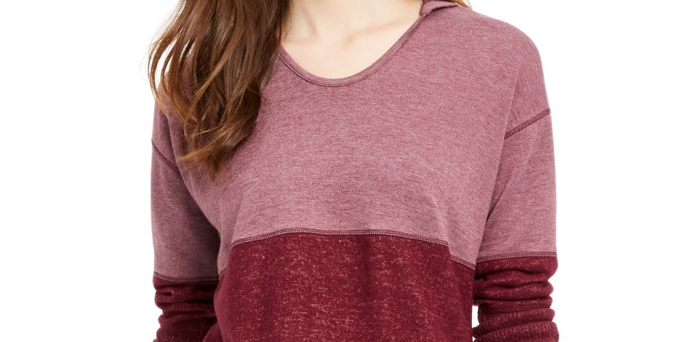 Moletom com capuz feminino estilo colorblock vermelho tamanho XX-G