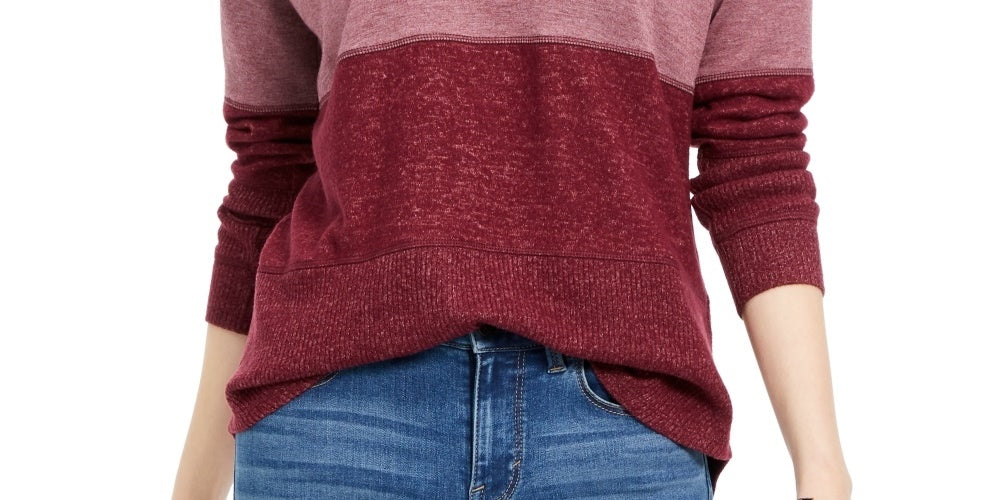 Moletom com capuz feminino estilo colorblock vermelho tamanho XX-G