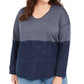Moletom com capuz feminino plus size com blocos de cores estilo &amp; co, azul, tamanho 0X