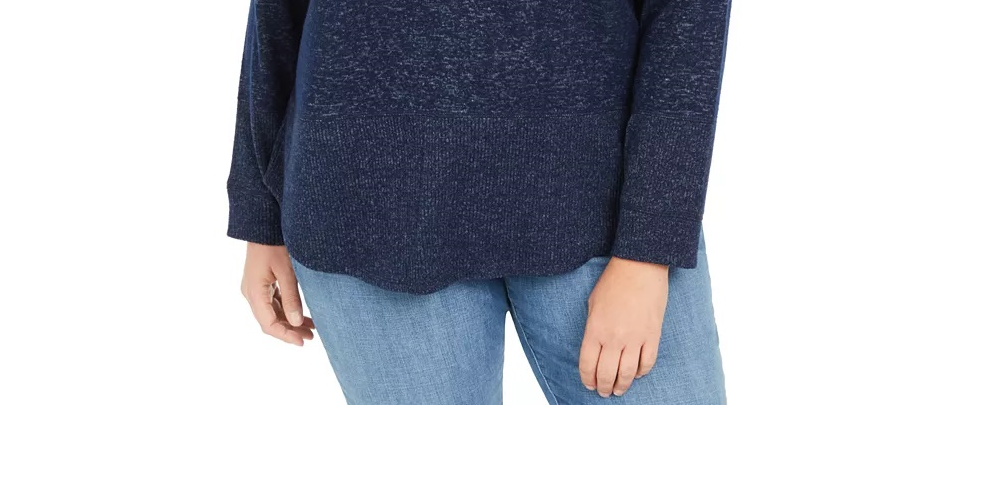 Moletom com capuz feminino plus size com blocos de cores estilo &amp; co, azul, tamanho 0X