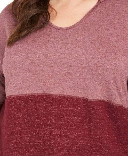 Moletom com capuz feminino plus size colorblocked estilo &amp; co vermelho tamanho 1X