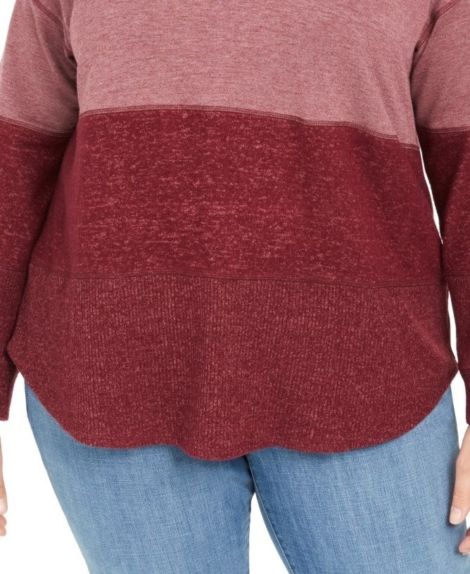 Moletom com capuz feminino plus size colorblocked estilo &amp; co vermelho tamanho 1X