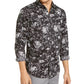 Camisa masculina grande e alta com estampa de respingos de tinta da INC International Concepts, preta, tamanho 48