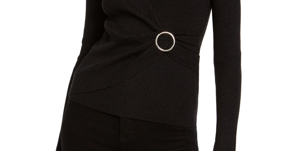 Suéter feminino confortável e aconchegante da INC International Concepts, preto, tamanho X-S