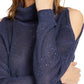 Suéter feminino de gola alta com recorte de lantejoulas da INC International Concepts, azul-marinho, tamanho XX-G