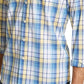 Camisa social masculina Club Room azul xadrez com gola elástica, tamanho pequeno