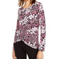 Blusa feminina com estampa floral e frente torcida, preta, tamanho XX-G, da INC International Concepts
