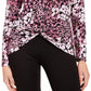 Blusa feminina com estampa floral e frente torcida, preta, tamanho XX-G, da INC International Concepts