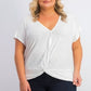 INC International Concepts Top feminino plus size com ilhós e frente torcida, branco, tamanho 1X