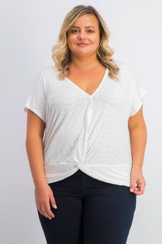 INC International Concepts Top feminino plus size com ilhós e frente torcida, branco, tamanho 1X