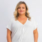 INC International Concepts Top feminino plus size com ilhós e frente torcida, branco, tamanho 1X