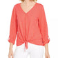 Blusa listrada com amarração frontal estilo &amp; co feminina laranja tamanho grande
