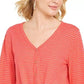 Blusa listrada com amarração frontal estilo &amp; co feminina laranja tamanho grande