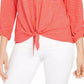 Blusa listrada com amarração frontal estilo &amp; co feminina laranja tamanho grande