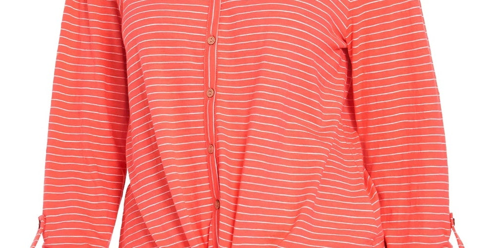 Blusa listrada com amarração frontal estilo &amp; co feminina laranja tamanho pequeno