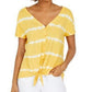 Top feminino estilo &amp; co tie-dye com amarração frontal dourado tamanho grande