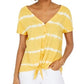 Top feminino estilo &amp; co tie-dye com amarração frontal dourado tamanho extragrande