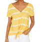 Top feminino estilo &amp; co tie-dye com amarração frontal dourado tamanho GG
