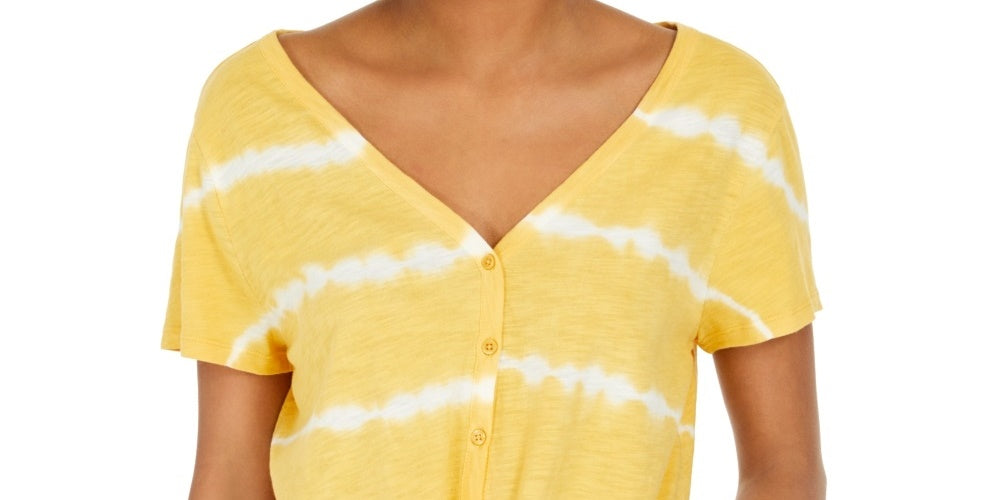 Top feminino estilo &amp; co tie-dye com amarração frontal dourado tamanho GG