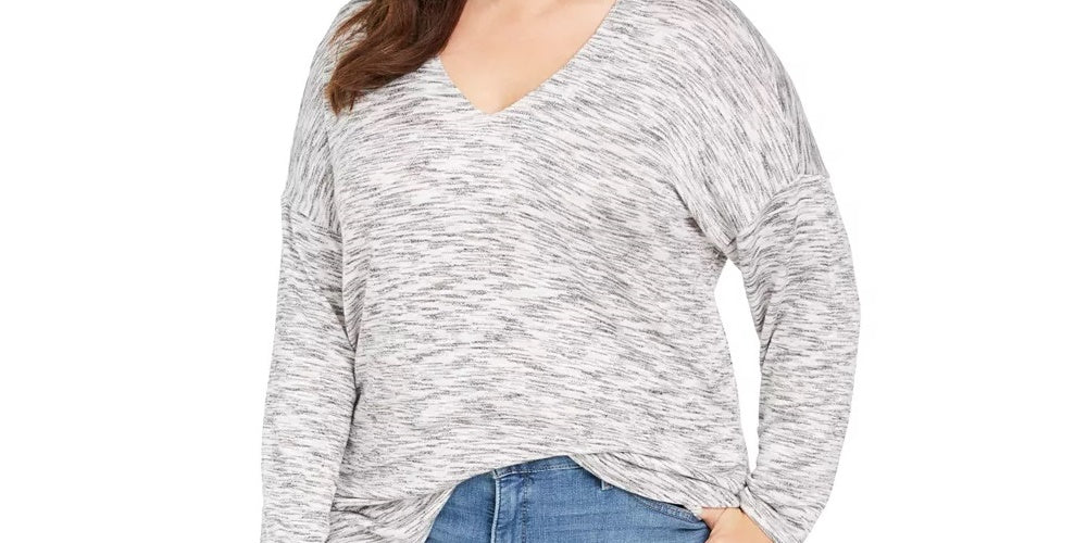 Suéter feminino plus size com estampa tingida espacial e túnica de malha azul tamanho 2X da Style &amp; Co