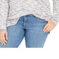 Suéter feminino plus size com estampa tingida espacial e túnica de malha azul tamanho 2X da Style &amp; Co