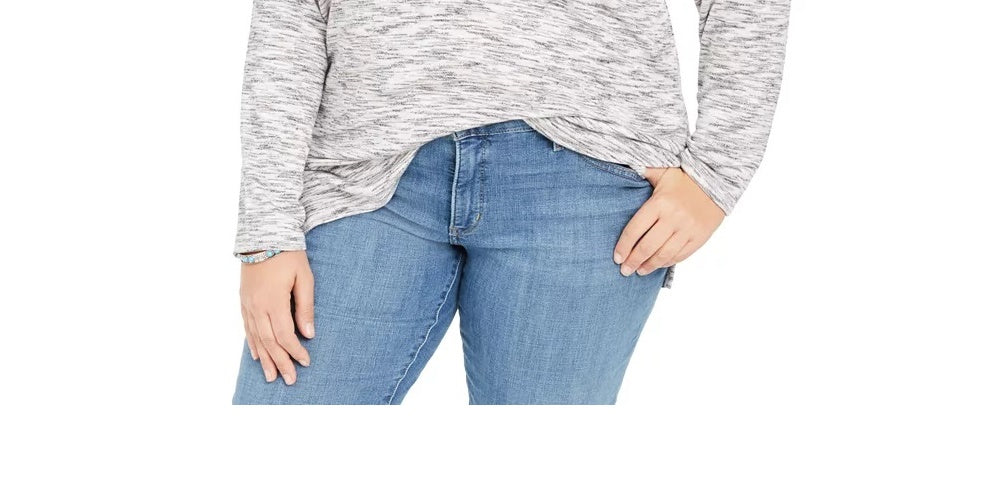 Suéter feminino plus size com estampa tingida espacial e túnica de malha azul tamanho 2X da Style &amp; Co