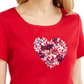 Karen Scott Blusa Feminina de Algodão com Estampa de Coração Vermelho Brilhante Tamanho P