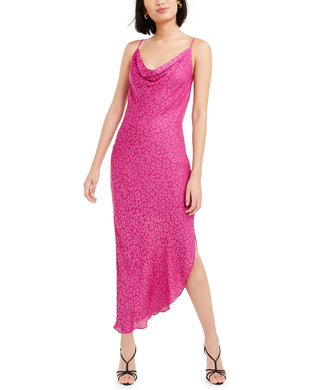 Vestido midi com estampa de leopardo Bar III feminino, rosa, tamanho pequeno