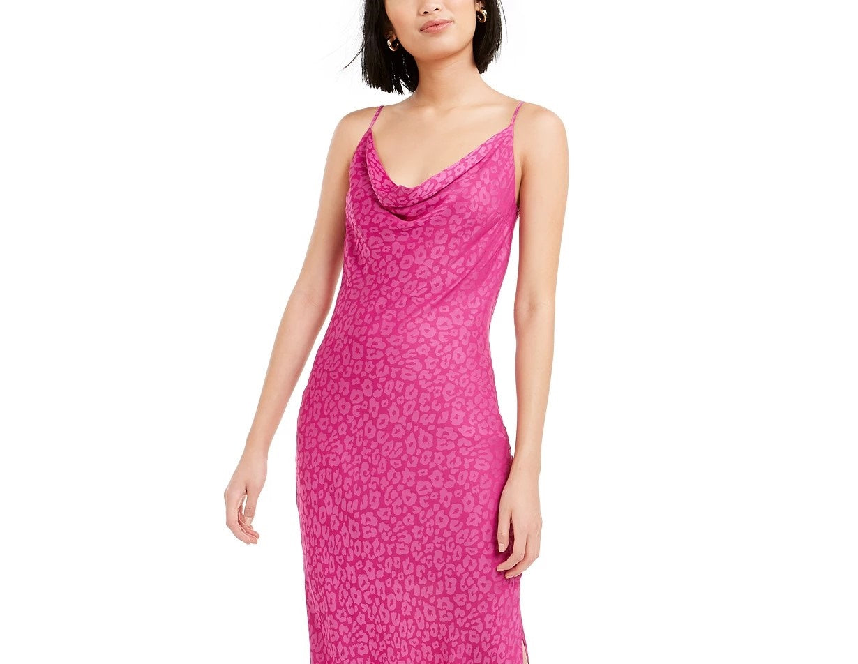 Vestido midi com estampa de leopardo Bar III feminino, rosa, tamanho pequeno