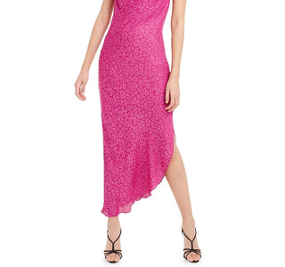 Vestido midi com estampa de leopardo Bar III feminino, rosa, tamanho pequeno