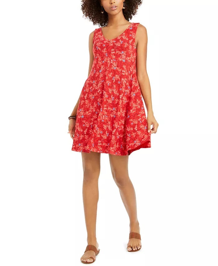 Vestido feminino estampado com costas cruzadas estilo &amp; co, vermelho, tamanho médio