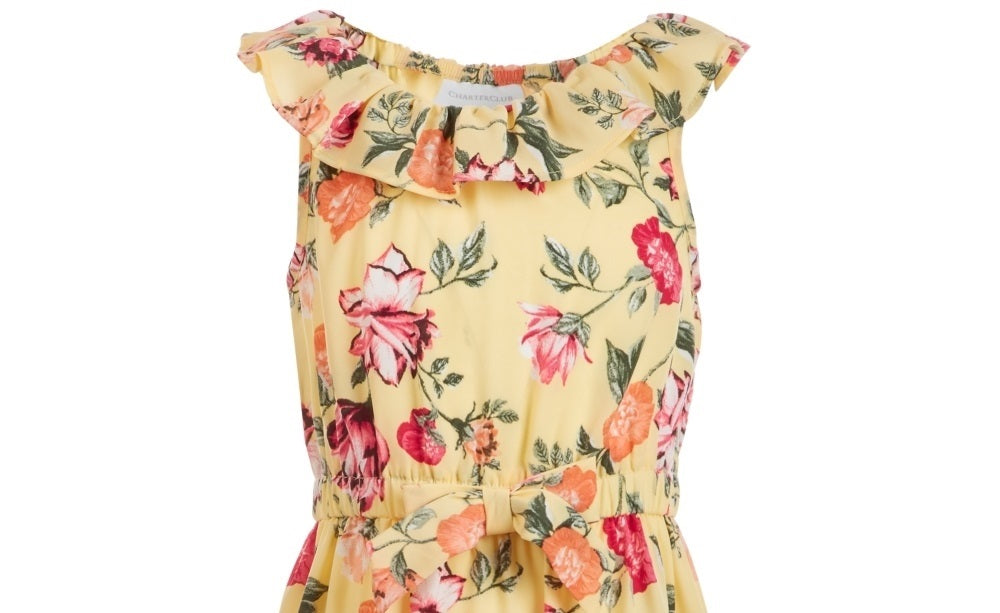 Vestido estampado floral para meninas da Charter Club, tamanho 6, amarelo, Mommy &amp; Me
