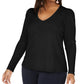 Blusa feminina plus size de malha canelada com manga bufante e tamanho 0X da INC International Concepts