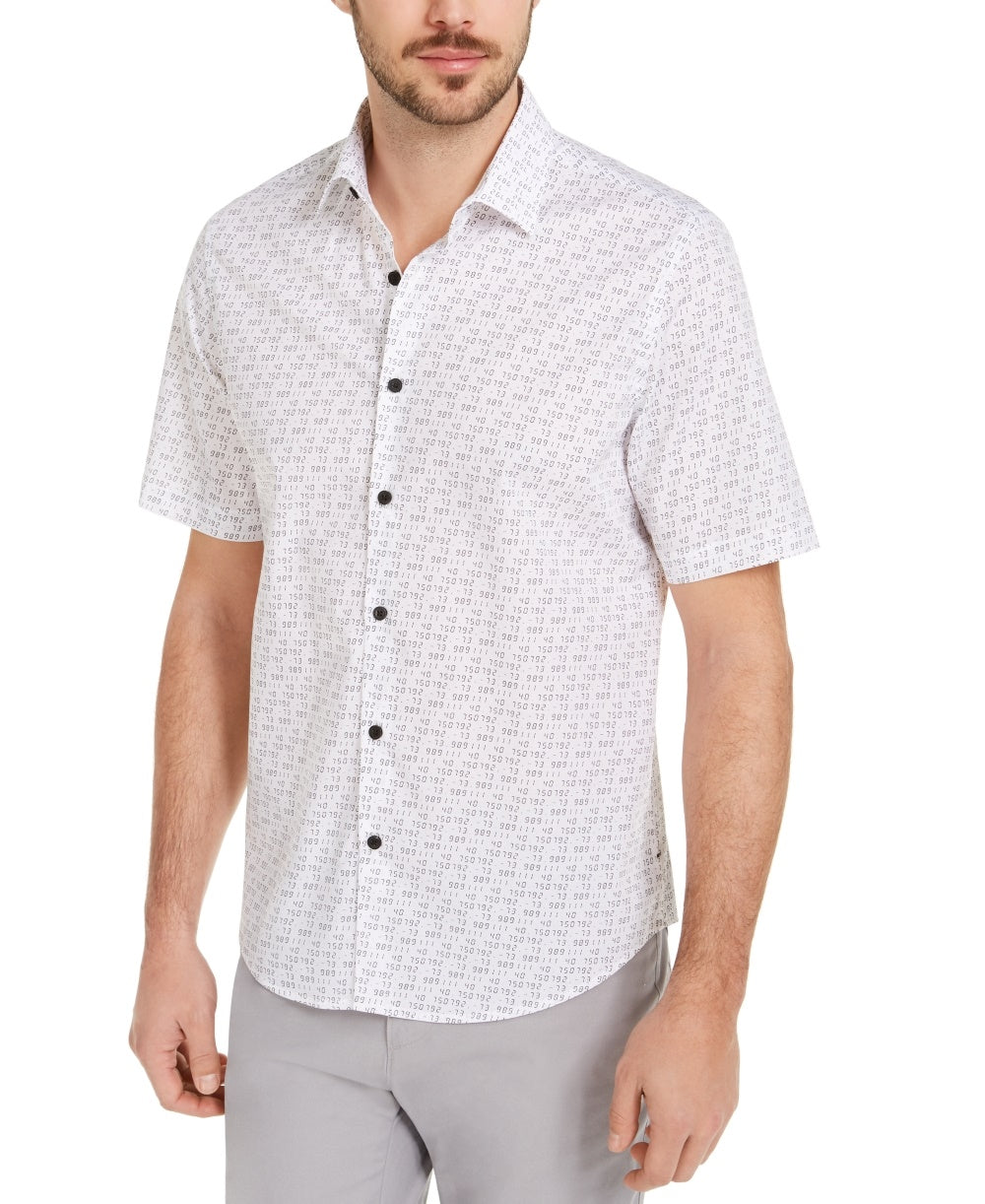 Camisa Alfani Masculina com Estampa de Números Azul Marinho Tamanho P