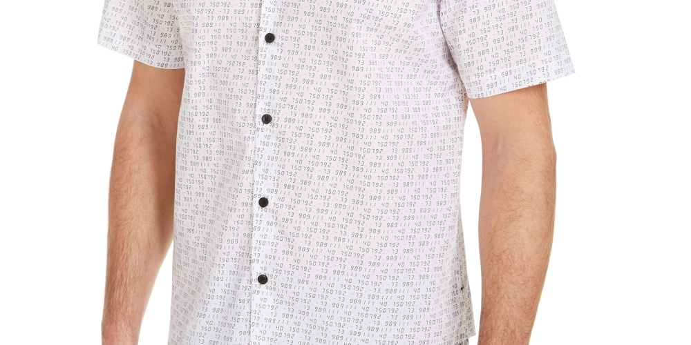 Camisa Alfani Masculina com Estampa de Números Azul Marinho Tamanho P