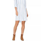 Vestido-camisa listrado feminino Style &amp; Co, com botões frontais, em mistura de linho, azul, tamanho X-S