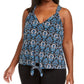 INC International Concepts Top feminino plus size estampado com amarração frontal, preto, tamanho 0X