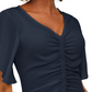 Blusa feminina com franzido frontal INC International Concepts, tamanho azul marinho, pequena e pequena