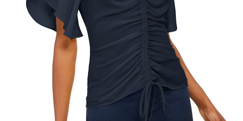 Blusa feminina com franzido frontal INC International Concepts, tamanho azul marinho, pequena e pequena