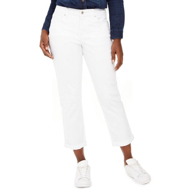 Calça Capri Feminina de Cintura Média NWT Curvy Fit Core Fashion Branca Tamanho 10