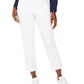 Calça jeans feminina estilo curvilíneo com punho e corte estilo namorada, branca, tamanho 14