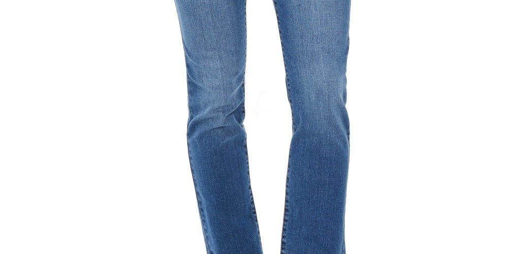 Jeans feminino estilo &amp; co moderno reto cintura média azul tamanho 4