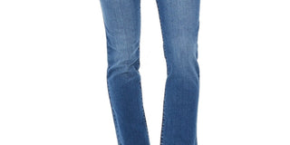 Jeans feminino estilo &amp; co moderno reto cintura média azul tamanho 6
