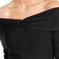 Suéter feminino com decote ombro a ombro da INC International Concepts, preto, tamanho X-G